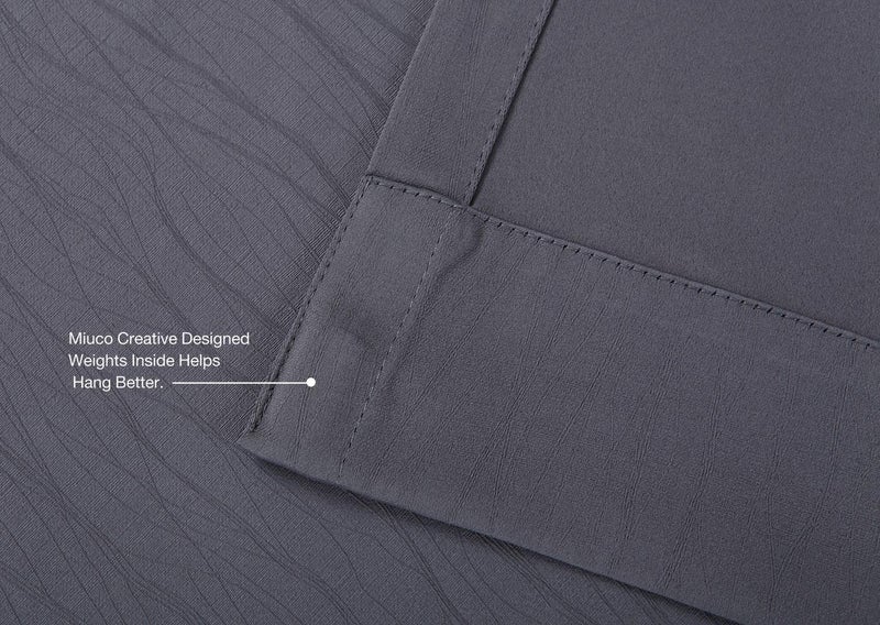 MIUCO Blackout Curtains Room Darkening Textured Grommet Window Curtains for Living Room 2 Panels 52x63 Inch Dark Grey - Image 4